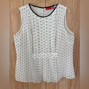 Elle White Sleeveless Polka Dot Pleated Blouse